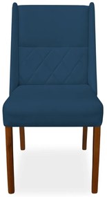 Kit 6 Cadeiras de Jantar Lecce Veludo Azul Marinho