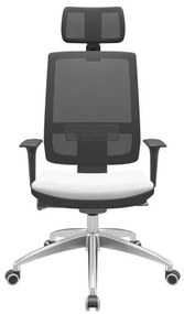 Cadeira Office Brizza Tela Preta Com Encosto Assento Aero Branco Autocompensador 126cm - 62987 Sun House