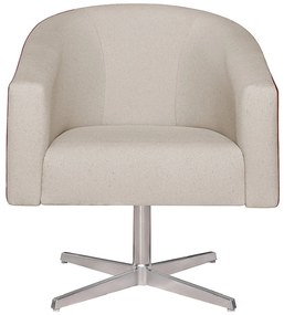 kit 02 Poltronas Luiza Base Giratória de Metal Sintético Nozes e Linho Bege - ADJ Decor
