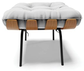 Puff Costela Suede Cinza Base Metálica Preto - D'Rossi