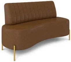 Sofá 2 Lugares 135cm Pés Aço Dourado Tamar Sintético Marrom Z08 - Mpoz