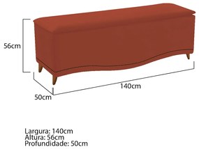 Calçadeira Estofada Yasmim 140 cm Casal Suede Terracota - ADJ Decor
