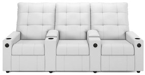 Poltrona do Papai Reclinável Sala de Cinema Movie 3 Lugares Manual Baú USB PU Branco