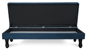 Puff Baú Decorativo Capitonê Luis XV 140x40cm Suede Azul - Sheep Estofados - Azul escuro