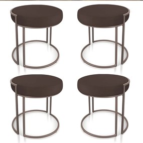 Kit 04 Puffs Love Suede Base Industrial Cobre - D'Rossi
 - Marrom