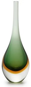 Gota Mini Alta Bicolor Verde com Âmbar Murano Cristais Cadoro
