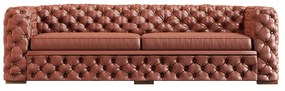 Sofá 3 Lugares Gênova 240cm Couro Conhaque G58 - Gran Belo
