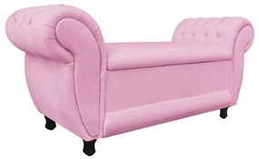 Recamier com Baú Grécia 195 cm Namoradeira Calçadeira Suede Rosa Bebê M11 - D'Rossi