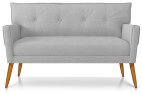 Kit 01 Namoradeira e 01 Poltrona Anitta Linho Pés Palito Castanho D03 - D'Rossi - A05 Cinza