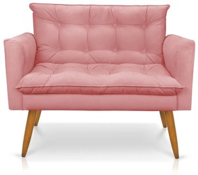 Kit 1 Sofá Namoradeira e 2 Poltronas Tais Suede Pés Palito Castanho - D'Rossi - Rose