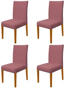 Kit 4 Cadeiras de Jantar Milan Veludo Rosê