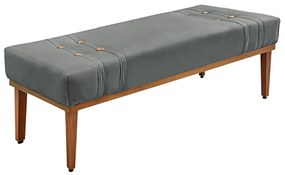Recamier Decorativo 195cm Kors Veludo Pés de Madeira Cinza G63 - Gran Belo