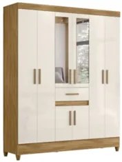 Guarda Roupa Casal 165cm Com Espelho Parla Freijó/Off Z17 - Mpozena