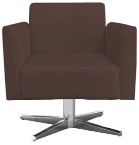 Kit 02 Poltronas Giratória Marisa Suede Base Cromada D03 - D'Rossi - Marrom