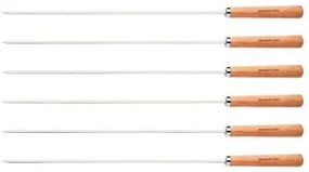 Conjunto de Espetinhos Tramontina 6 Peças Aço Inox com Cabo de Madeira 50 cm