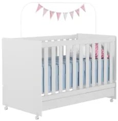 Berço Americano Mini Cama Com Rodízios Charme Z49 Branco - Mpozenato