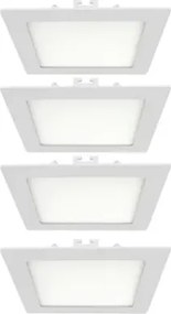Kit 4 Plafons Led Embutir Quadrado 18W Branco 22,5CM