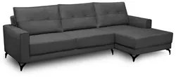Sofá 4 Lugares com Chaise Direito 285cm Soreh F05 Veludo Grafite - Mpo