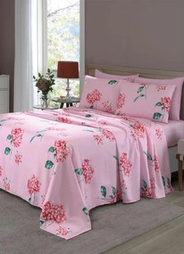 Jogo de Cama 200 Fios Rosa Queen 4 Peças