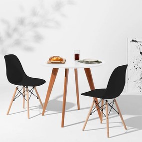 Conjunto Mesa Square Redonda Branco - 88cm + 2 Cadeiras Eiffel - Preto