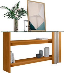 Aparador de Sala com Prateleiras 150cm Mirezi M20 - D'Rossi - Cinamomo e Off White