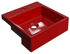 Cuba Pia Semi Encaixe para Banheiro Quadrada Kuad 355 C08 Vermelho - M