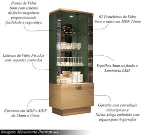 Conjunto Decorativo Cristaleira e Buffet Aparador Peggy/Noeli Freijó/Verde Pistache G26 - Gran Belo