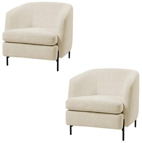 Kit 2 Poltronas Decorativas Sala de Estar Salem Pés Metálicos Bouclê Rústico Off White G92 - Gran Belo