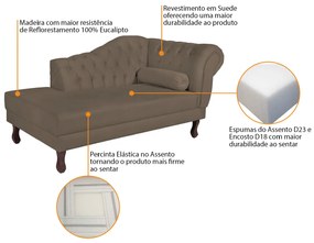 Recamier Diana 185cm Lado Esquerdo Suede Marrom - ADJ Decor