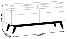 Rack Bancada 2 Gavetas com Nicho 146cm Amy Off White/Nature G29 - Gran Belo