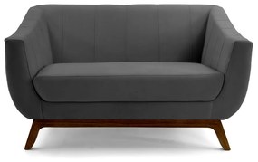Sofá 2 Lugares Odeon D07 140cm Base Madeira Veludo Cinza - D'Rossi