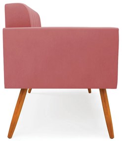 Sofá Namoradeira Elisa Suede Rosê Pés Palito Castanho - D'Rossi