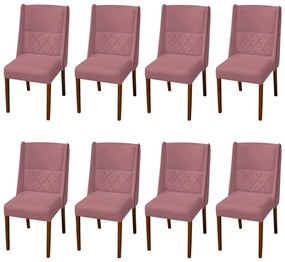 Kit 8 Cadeiras de Jantar Lecce Veludo Rose