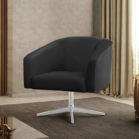 Poltrona Decorativa Giratória Cromada Stella Sintético D03 - D'Rossi - Preto