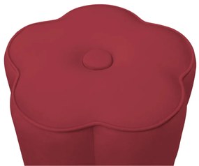 Puff Decorativo Flor Veludo - Vermelho