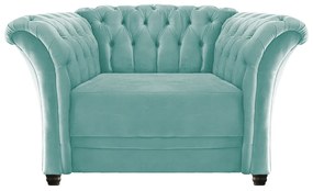 Poltrona Decorativa Chesterfield Sofia Suede Azul Tiffany - ADJ Decor