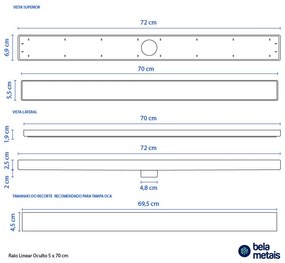 Ralo Linear Oculto 5x70 cm (Bege)