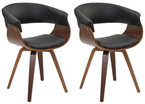 Kit 02 Cadeiras Decorativas para Sala de Jantar Ohana Fixa PU Preto G56 - Gran Belo