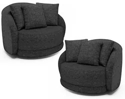 Kit 2 Poltronas Decorativa Giratória para Sala Kaly M22 Linho Chumbo -