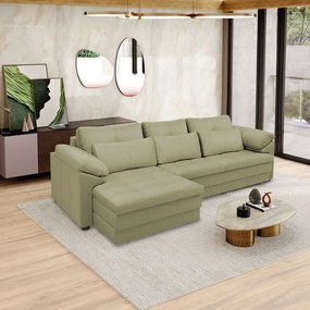 Sofá Retrátil Elétrico Sala de Estar Nolan Bipartido 257cm Conforto Premium em Couro Fendi G58 - Gran Belo