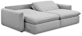 Sofá Bipartido 230cm Retrátil Reclinável Almofadas Caixa Zero Sydney Veludo Cinza G93 - Gran Belo