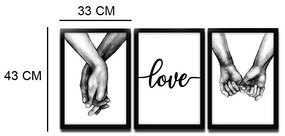Kit 03 Quadros Decorativos "Mãos Dadas" 43x33 Cm Cada - D'Rossi