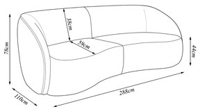 Sofá Bipartido Sala de Estar 288cm Clarke Veludo Cinza G45 - Gran Belo