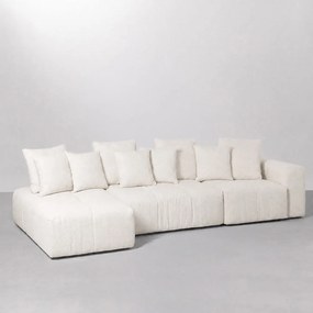 Sofá Gomos com Braço Direito e Chaise Esquerdo Bouclé Aveia - 3,47m