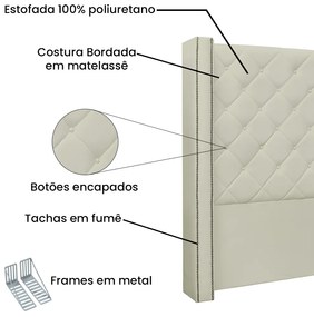 Cabeceira Cama Box Casal Queen 160cm Vicenza Corano Bege - Sheep Estofados - Bege