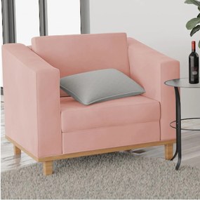 Poltrona Decorativa Europa Suede Rosê ADJ Decor