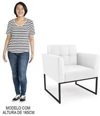 Poltrona Decorativa Base Industrial Preto Ana Sintético Branco - Ibiza