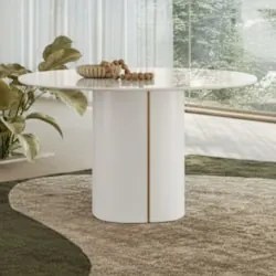 Mesa de Jantar Redonda 135cm 6 Lugares Flex Zuni Off N02 - Mpozenato -