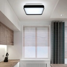 Plafon Black 12W Led 6500K 28X28X7,5Cm Ip20 Bivolt Preto - Opus Hm 800...