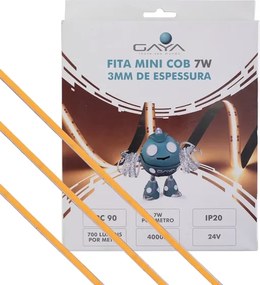 Fita De Led Mini Cob 7W Por Metro 24V Irc90 5 Metros - LED BRANCO NEUTRO (4000K)